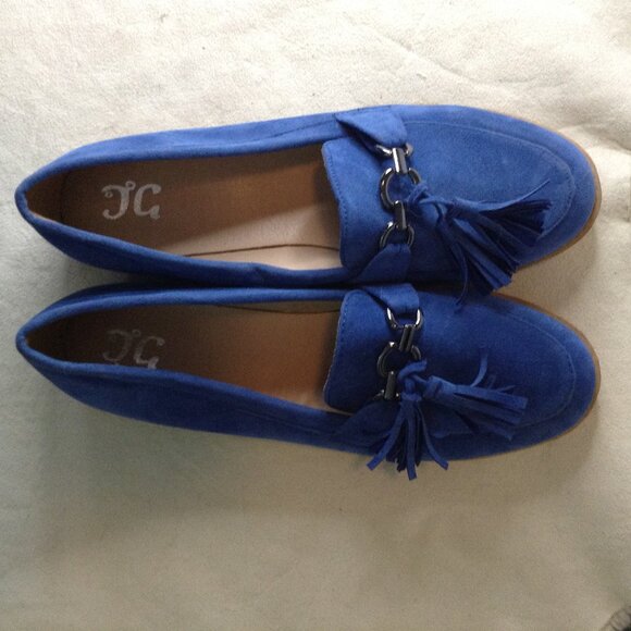 NWOT TG Brinley 11, Sueded Blue Loafers with Horse bit and Tassels, Ivy League - Picture 2 of 7